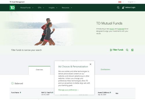 
                            10. TD CanadaTrust- Mutual Funds Prices & Performance