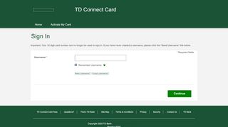 
                            6. TD Connect Card - Sign In - visaprepaidprocessing.com