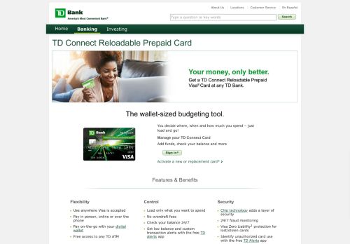 
                            11. TD Connect Reloadable Prepaid Visa® Card | TD Bank