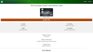 
                            3. TD First Class Travel Visa Infinite Card | TD Canada Trust