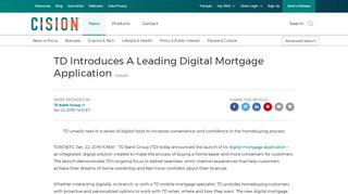 
                            11. TD Introduces A Leading Digital Mortgage Application