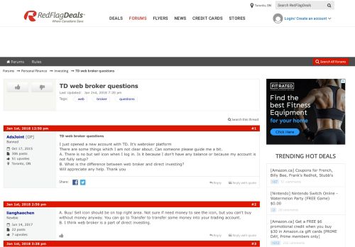 
                            9. TD web broker questions - RedFlagDeals.com Forums