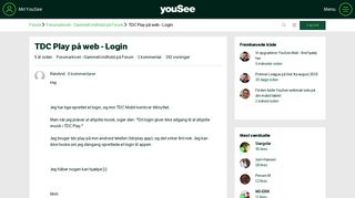 
                            5. TDC Play på web - Login - YouSee Forum