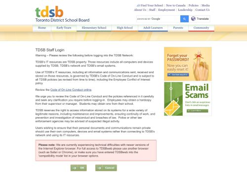 
                            9. TDSB Staff Login