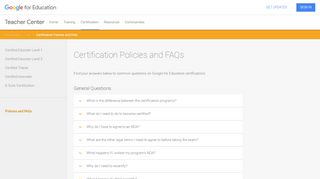 
                            9. Teacher Center: Certification Policies and FAQs