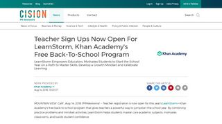 
                            11. Teacher Sign Ups Now Open For LearnStorm, Khan Academy's Free ...