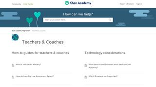 
                            7. Teachers & Coaches – Khan Academy Help Center