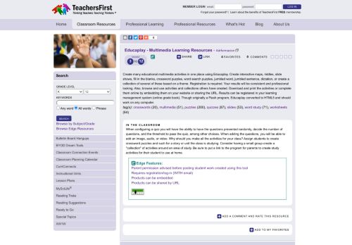 
                            6. TeachersFirst Review - Educaplay - Multimedia Learning Resources