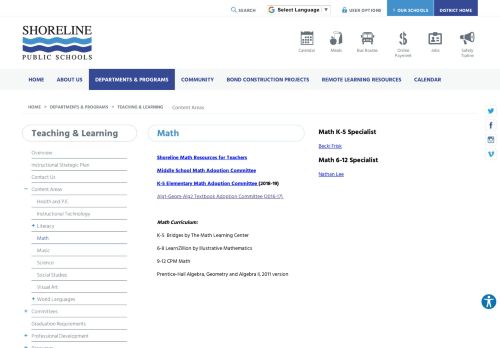 
                            13. Teaching & Learning / Math - Shoreline School District