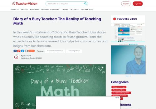
                            10. Teaching Math - From the Diary of a Busy Teacher - TeacherVision