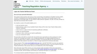 
                            10. Teaching Regulation Agency – Log into Teacher Self Service Portal