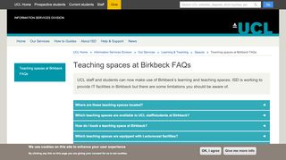 
                            5. Teaching spaces at Birkbeck FAQs | Information Services Division - UCL