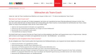 
                            2. Team-Coach eines WRO-Teams - World Robot Olympiad