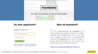 
                            1. Team-Datenbank für Fußball, Handball, Volleyball, ... - teambird