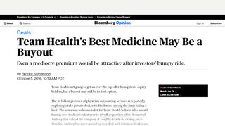 
                            10. Team Health Buyout Is Better Than Nothing - Bloomberg