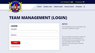 
                            13. Team Management (login) • SHOW-ME STATE GAMES