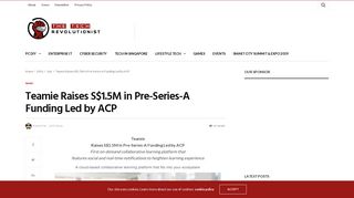 
                            8. Teamie Raises S$1.5M in Pre-Series-A Funding Led by ACP - The ...