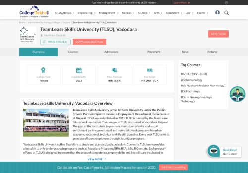 
                            9. TeamLease Skills University (TLSU), Vadodara - 2019 Admission ...