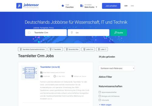 
                            10. Teamleiter Crm Stellenangebote, Jobs | jobtensor