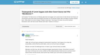 
                            2. Teamspeak 3! Leute loggen sich über Guest Query ein! Wie ...