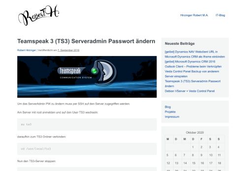 
                            9. Teamspeak 3 (TS3) Serveradmin Passwort ändern – Hirzinger Robert ...