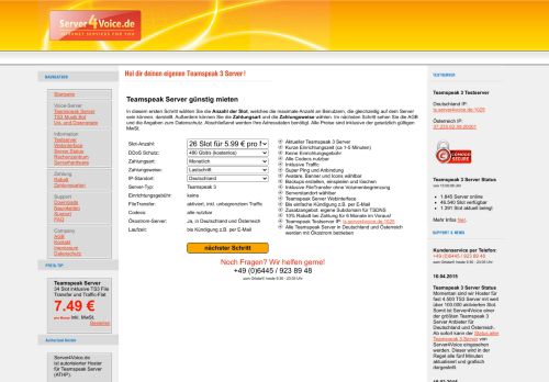 
                            3. Teamspeak Server günstig mieten - Server4Voice.de