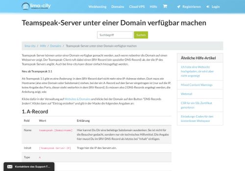 
                            10. Teamspeak-Server unter einer Domain verfügbar machen | lima-city