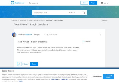
                            4. TeamViewer 13 login problems - TeamViewer Community - 43334