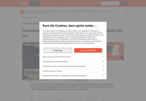 
                            5. TeamViewer: Authentifizierung abgelehnt - das können Sie tun - CHIP