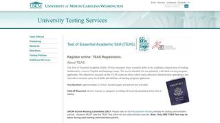 
                            12. TEAS: National Tests: Testing Services: UNCW