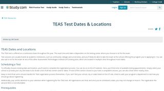 
                            5. TEAS Test Dates & Locations - Study.com