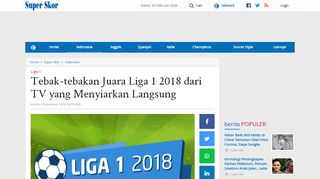 
                            12. Tebak-tebakan Juara Liga 1 2018 dari TV yang Menyiarkan ...