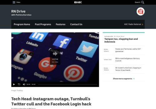 
                            13. Tech Head: Instagram outage, Turnbull's Twitter cull and the Facebook ...