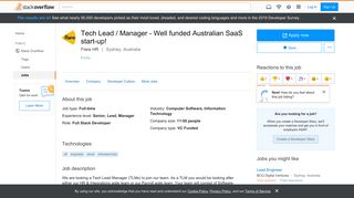 
                            11. Tech Lead / Manager - Well funded Australian SaaS start-up! at Flare ...