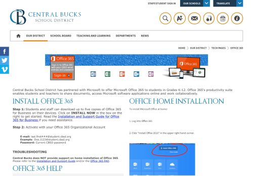 
                            7. Tech Pages / Office 365 - Central Bucks School District