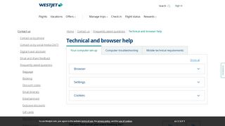 
                            8. Technical & browser help - FAQ - About us | WestJet