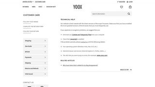 
                            7. Technical Help - yoox.com - Customer Care