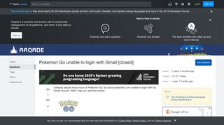 
                            12. technical issues - Pokemon Go unable to login with Gmail - Arqade