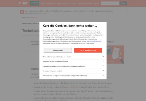 
                            2. Technicolor-Router: Login ins Routermenü - CHIP