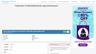 
                            8. Technicolor TC7200 Default Router Login and Password - Clean CSS