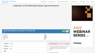 
                            2. Technicolor TC7210.dNZ Default Router Login and Password