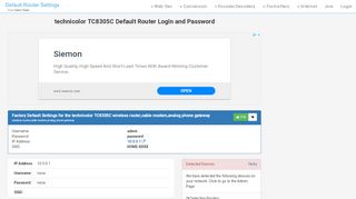 
                            13. technicolor TC8305C Default Router Login and Password - Clean CSS
