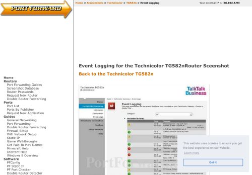 
                            10. Technicolor TG582n Event Logging Router Screenshot - PortForward ...