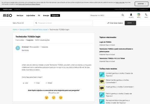 
                            4. Technicolor TG582n login | MEO Fórum