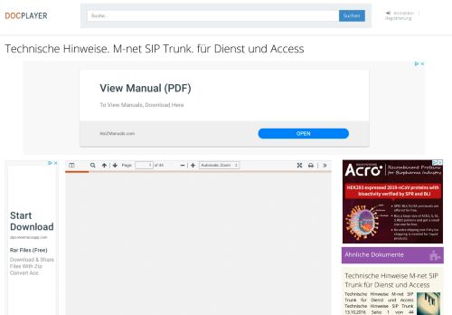 
                            11. Technische Hinweise. M-net SIP Trunk. für Dienst und Access - PDF