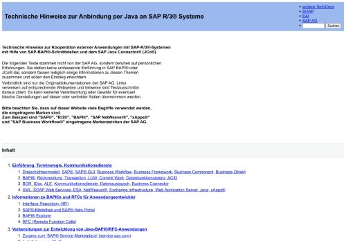 
                            10. Technische Hinweise zur Anbindung per Java an SAP R/3® Systeme