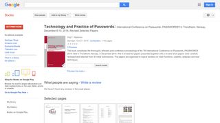 
                            6. Technology and Practice of Passwords: International Conference on ... - Google Books Result