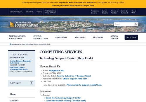 
                            11. Technology Support Center (Help Desk) - University of Southern Maine