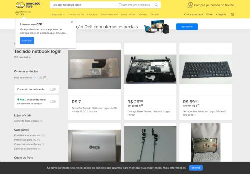 
                            8. Teclado Netbook Login - Informática no Mercado Livre Brasil