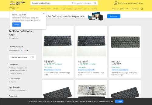 
                            2. Teclado Notebook Login - Informática no Mercado Livre Brasil